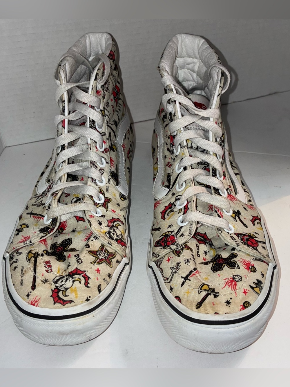 Vans Men’s 9.5 Stranger Things Hellfire Custom High Tops Sneakers Shoes